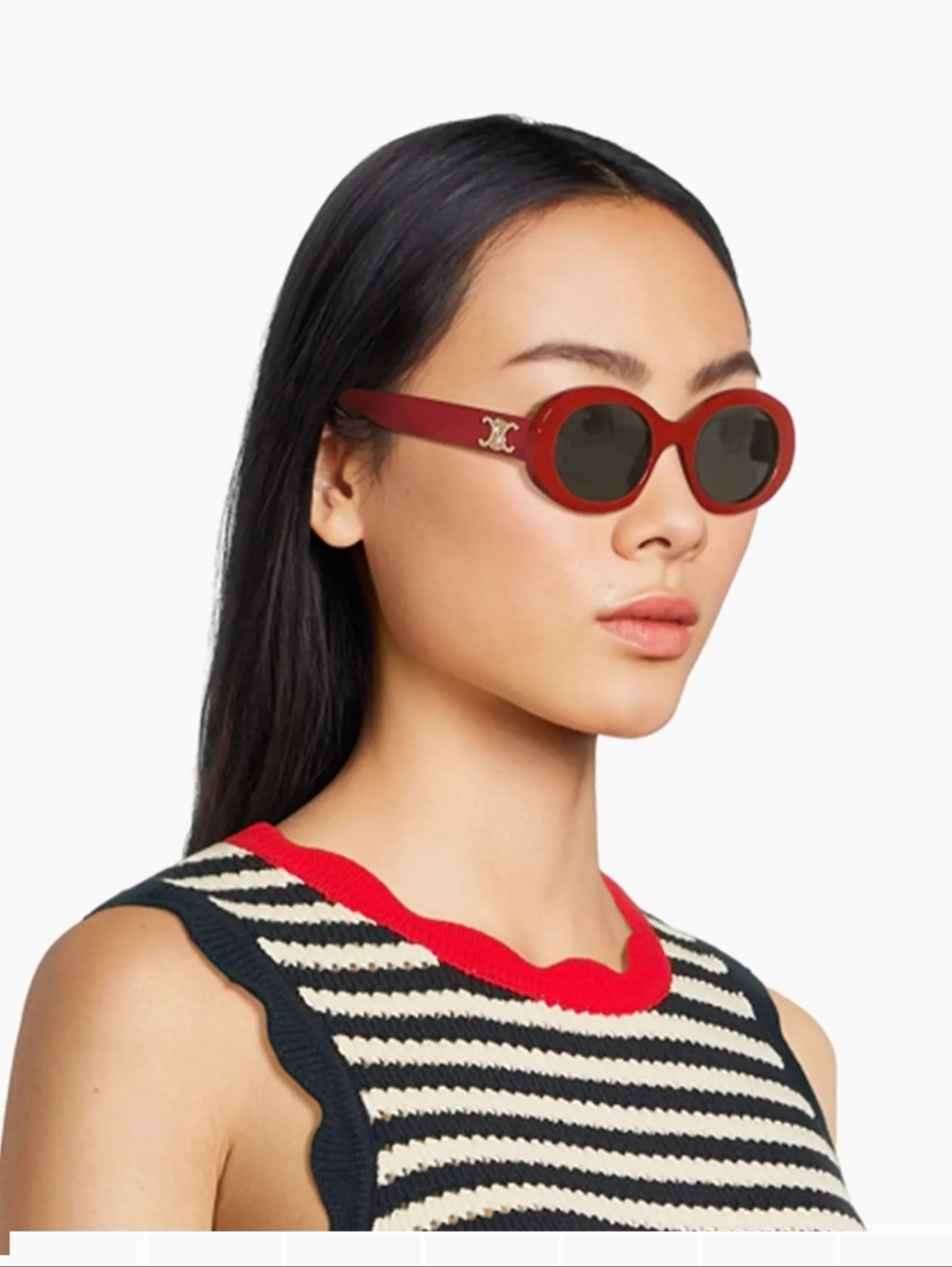 Celine Red Oval Sunglasses with Dark Lenses Shiney Red/Smoke - Picture 2 of 12